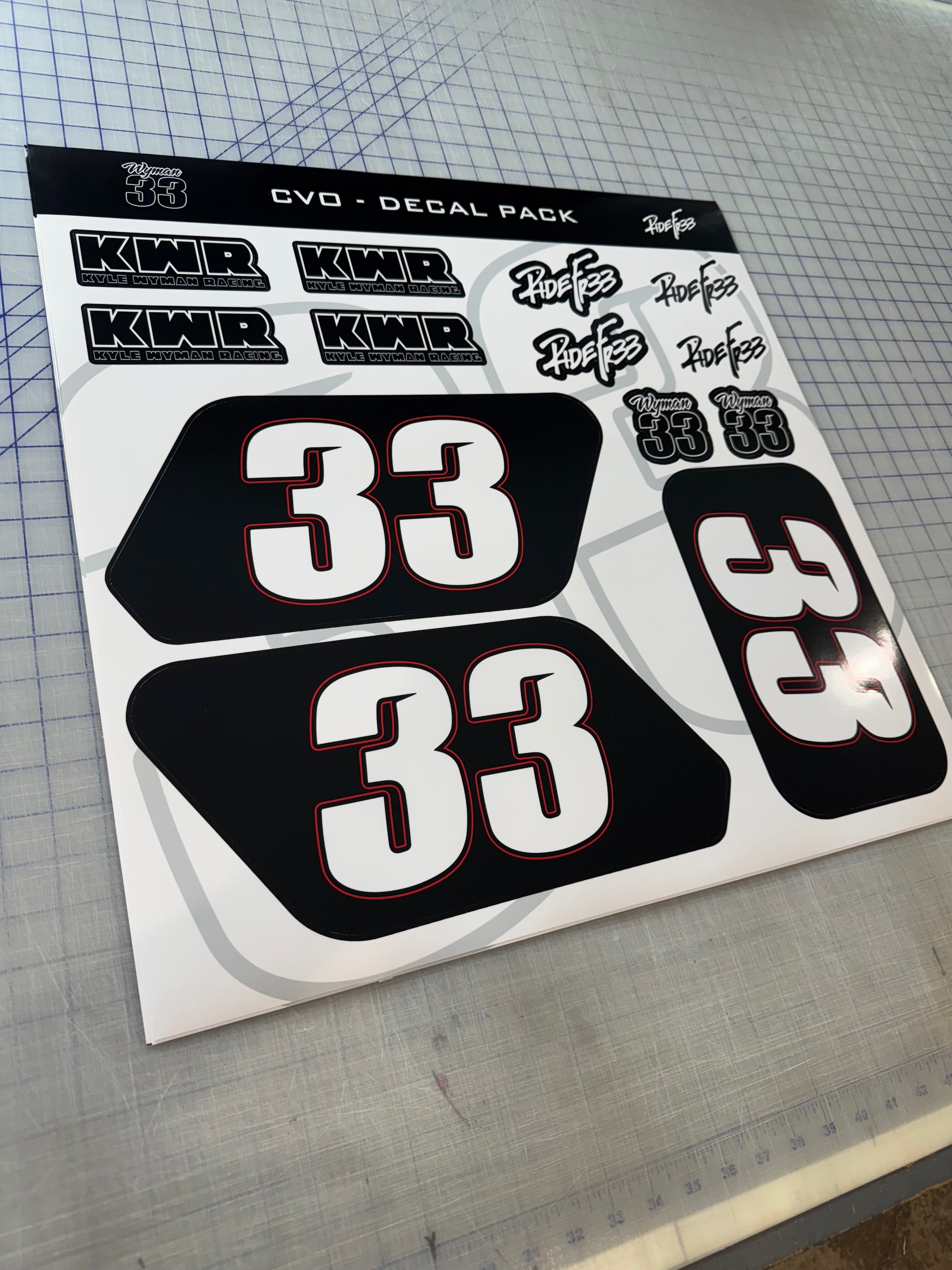 Kyle Wyman 33 Number Plate Decal Kit - Black